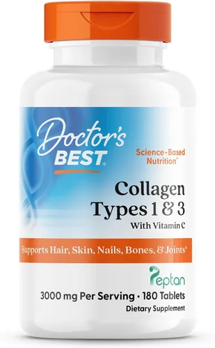 Doctor's Best Péptidos de colágeno tipo 1 y 3 – Suplemento de colágeno para mujeres y hombres, apoya el cabello, la piel, las uñas y la salud de las