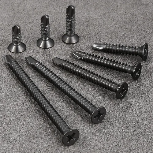 Miniatura 3 de Wensilon (300 piezas) #8×1” para chapa metálica Tornillos autorroscantes 410 de acero inoxidable negro de cabeza plana de alta resistencia Tornillos