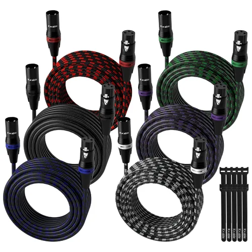 Miniatura 11 de XLR Cable de micrófono de 2 pies (paquete de 2, multicolor), cable de conexión de micrófono equilibrado de 3 pines macho a hembra, trenzado
