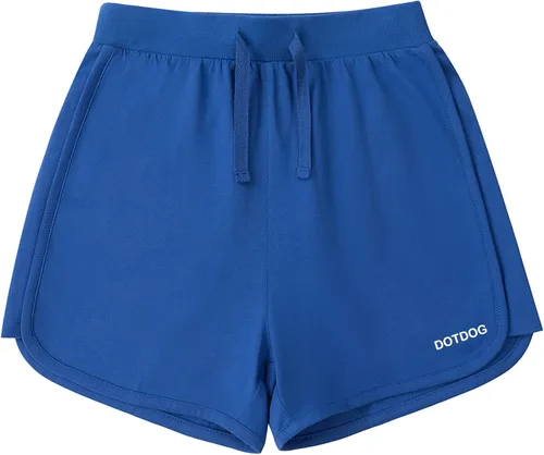 DOTDOG Girls Athletic Shorts Cotton Active Running Short Drawstring Elastic Waist Casual Shorts for Girls 3-12 Years