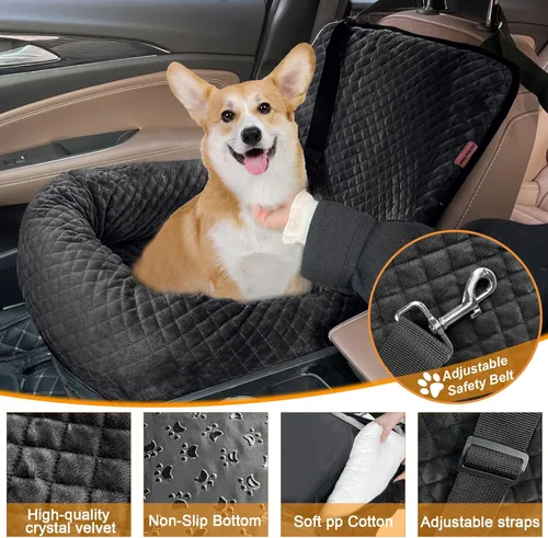 Miniatura 3 de Sephyroth Asiento de automóvil para perros pequeños/medianos, cama de automóvil para perros lavable, asiento de seguridad de viaje para mascotas