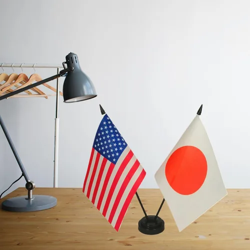 Miniatura 3 de Bandera de escritorio de la amistad de Estados Unidos y Japón, banderas japonesas para exhibición de habitación, juego de banderas de escritorio