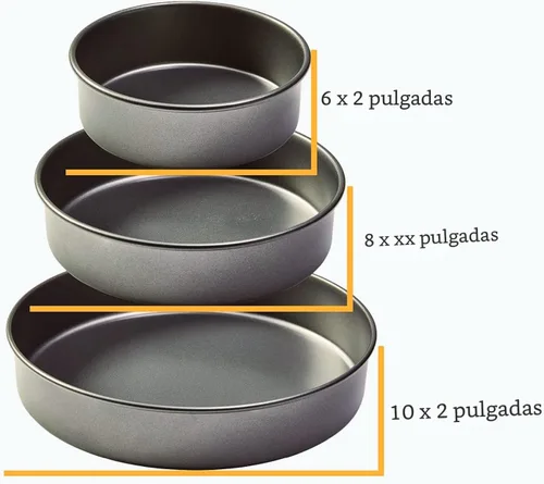 Miniatura 7 de Chicago Metallic Juego Profesional de 3 Moldes Redondos para Pasteles de 6, 8, 10 pulgadas, Utensilios de Repostería Premium Antiadherentes, Acero