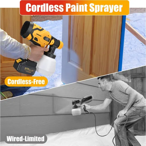 Miniatura 8 de Pulverizador de pintura con batería y carga, 2 baterías de 4.0 mAh 21 V, pulverizador de pintura inalámbrico con recipiente grande de 33.8 fl oz