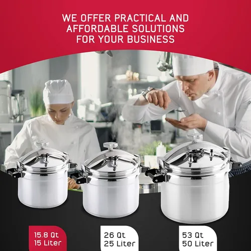 Miniatura 9 de Universal Olla a presión de aluminio grande de 15.8 cuartos de galón para uso profesional, grado comercial, 1 válvula de seguridad, asas reforzadas