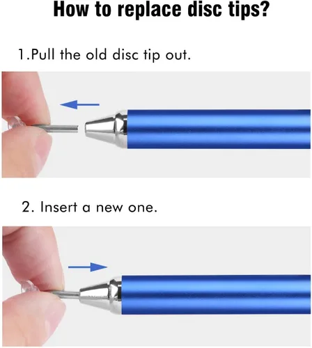 Miniatura 4 de Mixoo Bolígrafos para pantallas táctiles, paquete de 6 unidades, punta de disco y fibra 2 en 1, lápiz capacitivo universal de alta sensibilidad