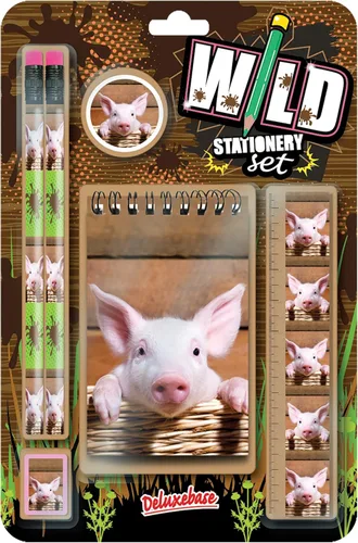 Miniatura 8 de Deluxebase Wild Stationery Set - Tigre blanco de animales de papelería con 2 lápices, borrador, sacapuntas, regla y lindo cuaderno. Suministros