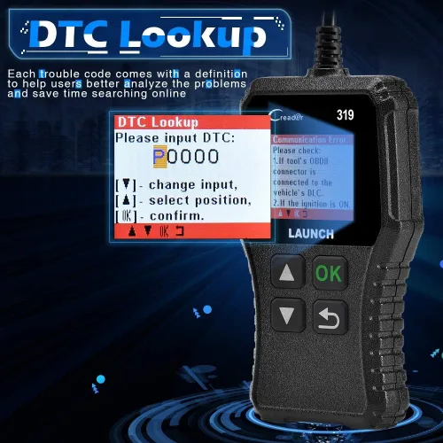 Miniatura 4 de LAUNCH Lector de código de falla del motor del escáner OBD2, lector de código CR319, herramienta de escaneo de diagnóstico CAN soporta búsqueda DTC