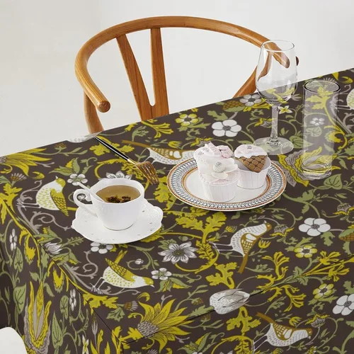 Miniatura 290 de Mantel Floral Retro de Pájaros, Diseño Original Bohemio William Morris Estampado Cubierta de Mesa para Hogar Picnic Fiesta Comedor Cocina William