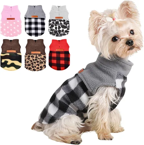 Miniatura 10 de Suéteres para perros pequeños, niño y niña, chaleco de vellón de leopardo chihuahua, suéter elástico para cachorros, ropa para mascotas, suéter