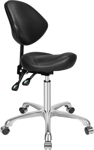Miniatura 10 de Kaleurrier Taburete ergonómico giratorio con ruedas, hidráulico de elevación neumática, altura ajustable, silla ligera para clínica, peluquería