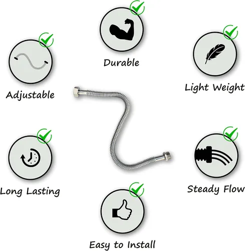 Miniatura 7 de BBros Products - Manguera de jardín ajustable de acero inoxidable flexible y de sujeción (2 pies)