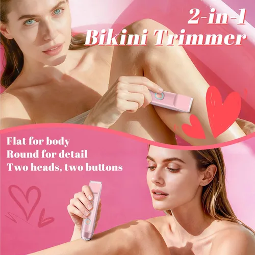 Miniatura 4 de Recortadora de bikini para mujer – Maquinilla de afeitar eléctrica de doble cabeza, IP67 impermeable USB-C recargable para línea de bikini, axilas