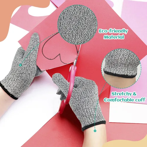 Miniatura 4 de Guantes Evridwear resistentes al corte para niños de 10 a 13 años, guantes de corte con protección de grado alimenticio nivel 5 para cocinar, Gris