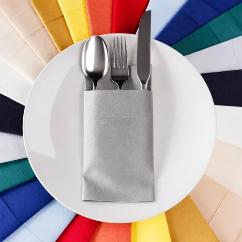 Miniatura 10 de Servilletas de bolsillo American Homesttead, paquete de 50 unidades, 15.75 x 15.75 pulgadas, papel de lino con tacto airlaid, plegadas con bolsillo