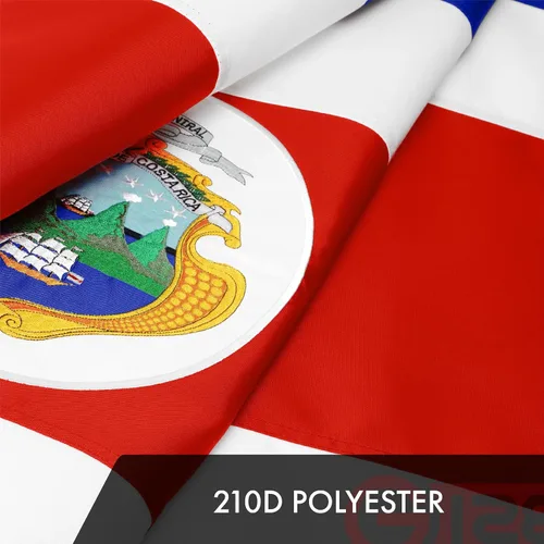 Miniatura 4 de G128 Bandera de Costa Rica 3 x 5 pies Serie ToughWeave bordado de poliéster 300D Bandera de país, diseño bordado, interior y exterior, ojales