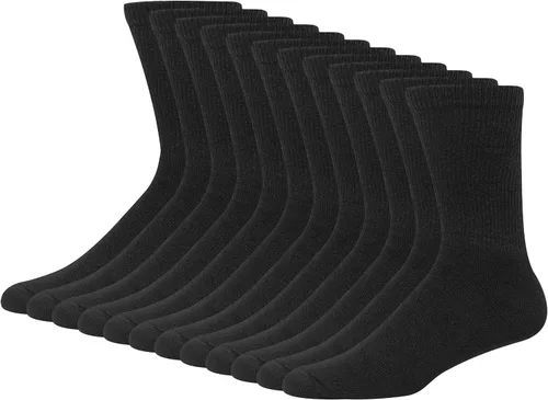 Miniatura 29 de Hanes Calcetines dobles resistentes para hombre, que disipan la humedad del cuello redondo y el tobillo, color blanco y negro, varios paquetes