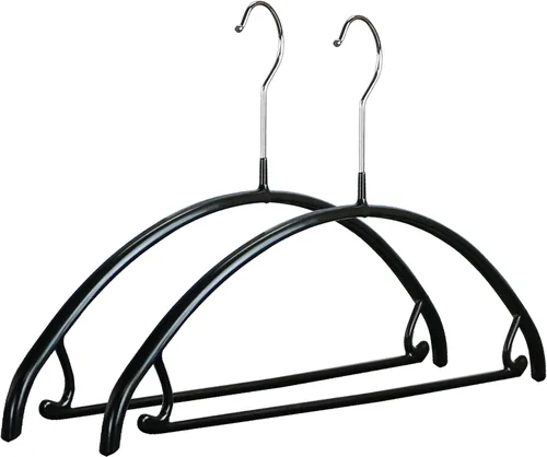MAWA Reston Lloyd Euro Series - Percha antideslizante con barra y ganchos para pantalones y faldas, estilo 42/U, juego de 2, color negro