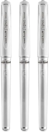 Bolígrafos de gel Uni-Ball Signo de punta ancha, bolígrafo de impacto de tinta blanca, 3 bolígrafos por pack (importado de Japón) [paquete original