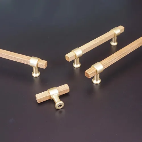 Miniatura 7 de Tiradores cuadrados de madera de 3.78 pulgadas para cajones, pomos de gabinete de cocina, pomos de latón para pomos de puerta de tocador