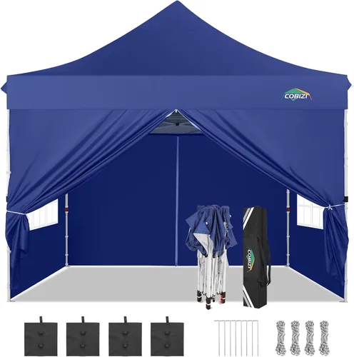 Miniatura 34 de COBIZI Canopy Tienda de campaña desplegable de 10 x 20 pies con 6 paredes laterales, toldo comercial impermeable, glorieta instantánea