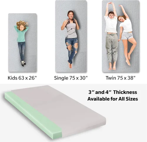Miniatura 3 de Cubrecolchón de espuma viscoelástica de 4 pulgadas con cremallera resistente al agua, colchón enrollable para piso, colchonetas de dormir