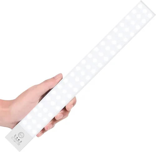 BLS - 60 luces LED para armario alimentadas por pilas, iluminación súper brillante para debajo del gabinete, luz con sensor de movimiento,