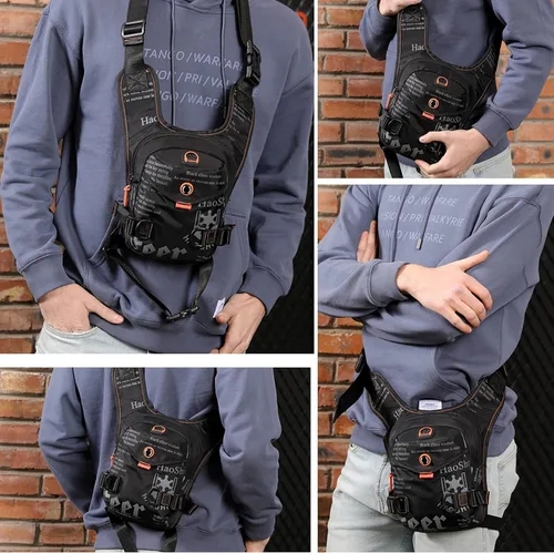 Miniatura 3 de GFun Riñonera de cintura impermeable para mensajero, bolsa táctica militar, muslo, cadera, para exteriores, con agujero para auriculares, viajes