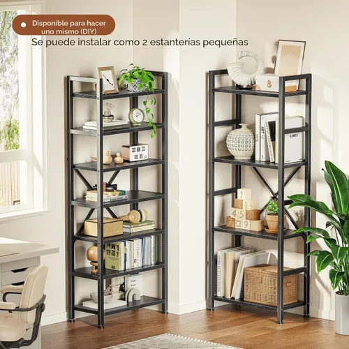 Miniatura 5 de SUPERJARE – Estantería triple de 4 niveles, estantería con 11 estantes de exhibición abiertos, estantería amplia para libros y oficina, color negro