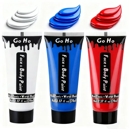 Miniatura 18 de Go Ho Pintura corporal roja lavable (2.37 oz/pieza), pintura facial crema a base de agua, pintura corporal roja de nariz de diablo/payaso para Rojo