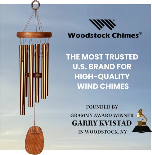 Miniatura 8 de Woodstock Chimes Neptune Campana de viento para exterior de 16 pulgadas, bronce pequeño, decoración al aire libre para patio, porche, jardín, regalo