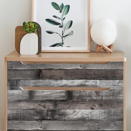 Miniatura 8 de Yun-aeon Papel de contacto de madera natural y gris oscuro, papel tapiz autoadhesivo de 17.3 x 236 pulgadas, autoadhesivo, extraíble, vintage