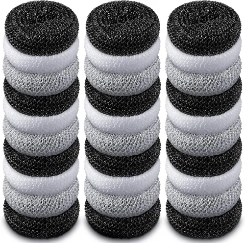 Miniatura 11 de Blulu Estropajos de plástico para platos, almohadilla redonda de nailon, almohadillas de malla que no rayan (colores arcoíris, 15 piezas)