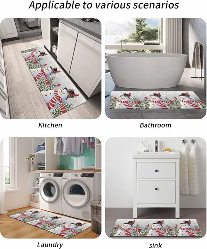 Miniatura 5 de Tapete de baño de muñeco de nieve de Navidad para bañera, antideslizante, de secado rápido y absorbente, tierra de diatomeas, fregadero, dormitorio