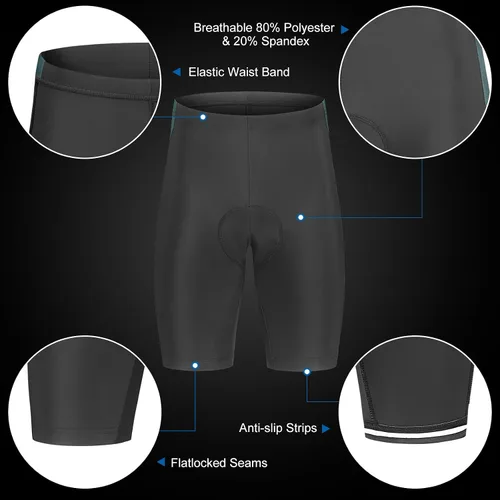 Miniatura 31 de Lixada Camiseta de ciclismo para hombre de manga corta con pantalones cortos acolchados de secado rápido para verano, ropa corta para bicicleta
