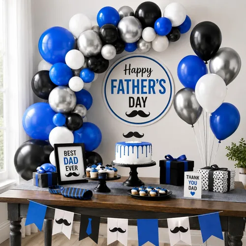 Miniatura 6 de Globos azules y negros, 35 unidades, globos de látex azul oscuro, negro y plateado con confeti plateado para cumpleaños, baby shower, bodas