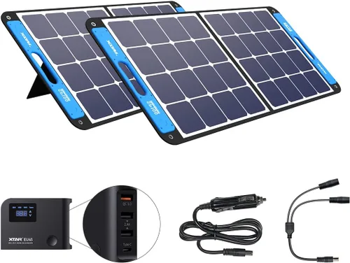 Miniatura 8 de XTAR Panel solar SP100 de 100 W, panel solar portátil de energía solar, panel solar plegable con cargador independiente, panel de energía solar