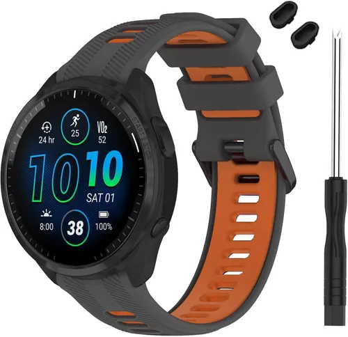 Miniatura 20 de Correa compatible con reloj Garmin Forerunner 965 – Correa de repuesto de silicona suave para reloj inteligente 965 para mujeres y hombres