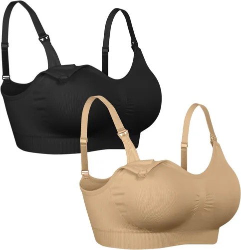 iloveSIA Paquete de 4 brasieres de lactancia para lactancia materna, sin costuras, sin costuras, brasier de ajuste sin costuras, talla regular y