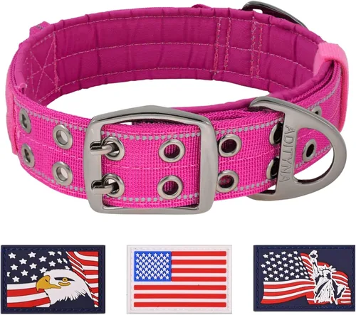Miniatura 17 de ADITYNA Collar de perro resistente para perros grandes, collar naranja reflectante con asa para entrenar y caminar, ancho, grueso, táctico