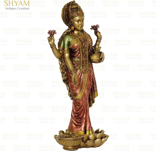 Miniatura 3 de Murti de bendición de diosa Lakshmi de pie de 10 pulgadas Maa Laxmi Bendición para Pooja Room Mahalaxmi Estatua para el hogar, templo, mandir