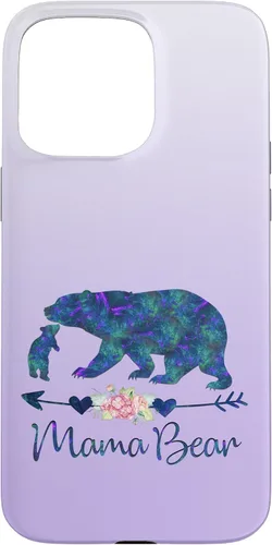 Miniatura 31 de Teal Blue Purple Floral Mama Bear and One Cub Silver Purple Case for iPhone 17