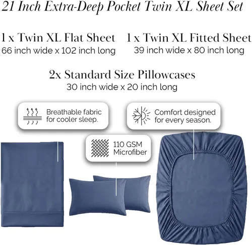 Miniatura 299 de Southshore Fine Living, Inc. Juego de 7 piezas de sábanas King divididas para cama ajustable, juego de sábanas King divididas con bolsillo de 21