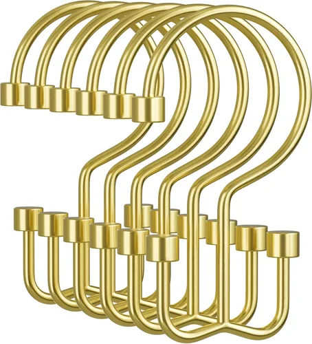 Miniatura 14 de Amazer Ganchos para cortina de ducha, anillos de cortina de ducha dobles de metal resistentes al óxido para ganchos de ducha enrollables, 12 anillos