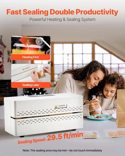 Miniatura 2 de VEVOR Máquina de sellado continuo, ancho de sello de 0.32-0.47 pulgadas, sellador automático de banda continua con control digital de temperatura