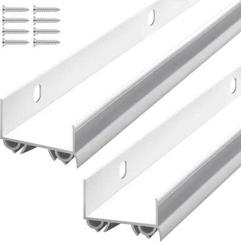 Lineshading 2 juegos de barrido de puerta de plástico PVC de 1 3/4 x 36 pulgadas, tira de sellado de puerta exterior inferior para burletes de