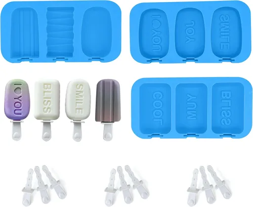 Miniatura 13 de Moldes de silicona para paletas con palitos, juego de moldes para paletas de fácil liberación, molde para paletas de hielo sin BPA, molde de helado