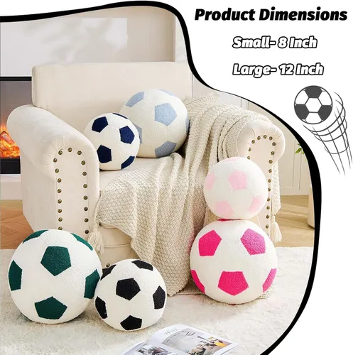 Miniatura 2 de Uvvyui Almohada de fútbol de fútbol, redonda, estética, decoración del hogar, almohada decorativa suave para fútbol, pelota deportiva de fútbol, Azul