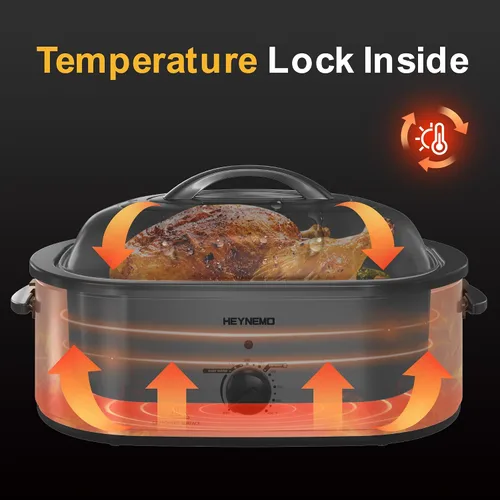 Miniatura 3 de Horno tostador de 20 cuartos con tapa de autohilvanado, horno eléctrico grande para pavo con función de descongelación y calentamiento, temperatura