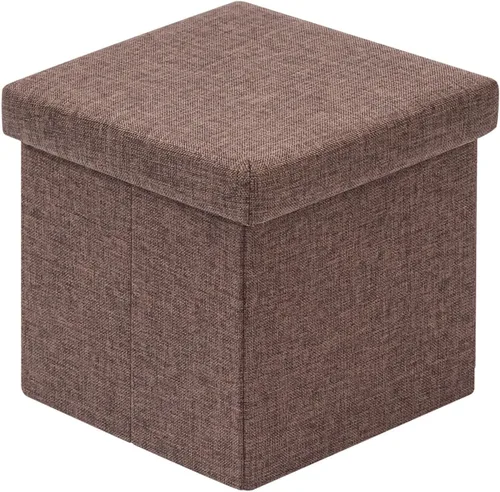 Miniatura 14 de B FSOBEIIALEO Cubo otomano plegable de almacenamiento con piel sintética para sala de estar, dormitorio, oficina en casa, reposapiés de Negro